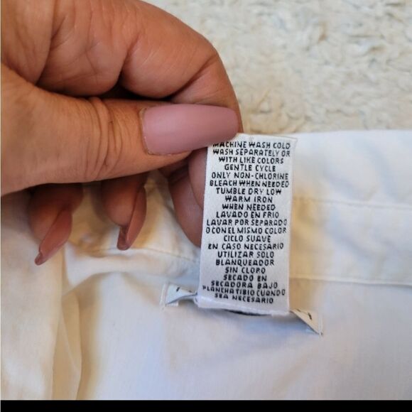 NWOT Hannah Textured White Button Down Shirt - Picture 7 of 7